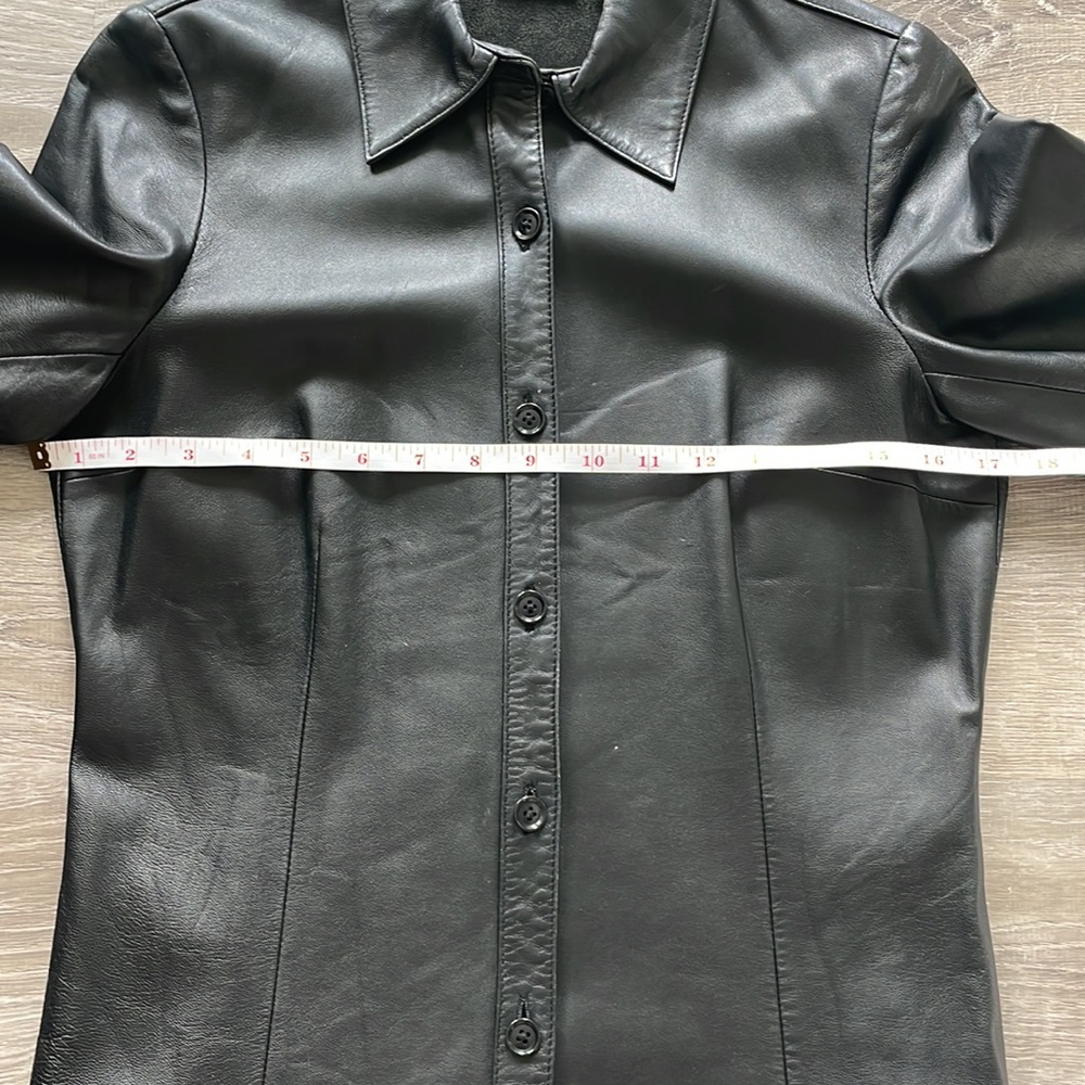 Caslon | 100% Genuine Lamb Leather Button Down Shirt - Picture 9 of 10